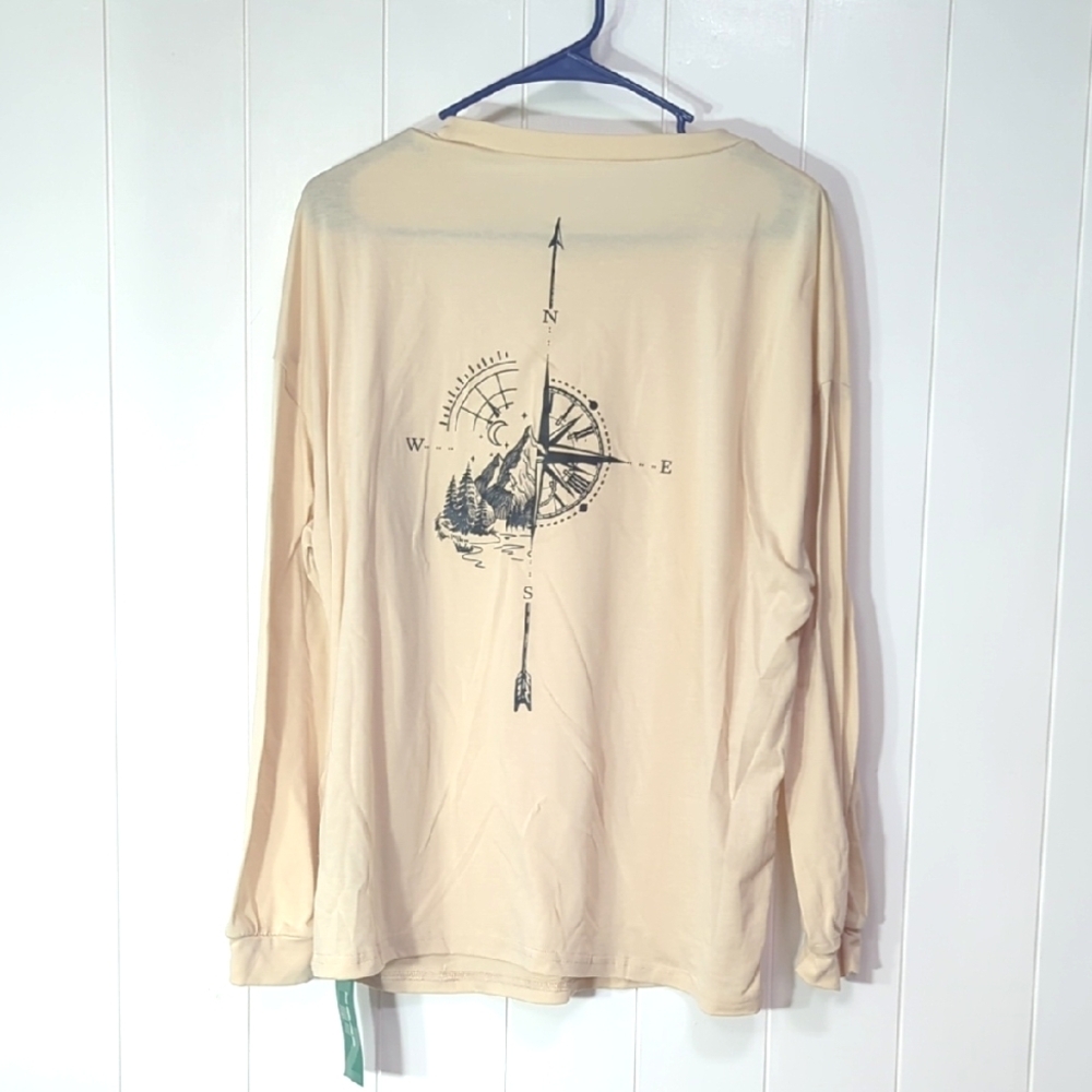 NWT SHEIN Beige Long Sleeve with Graphic Design